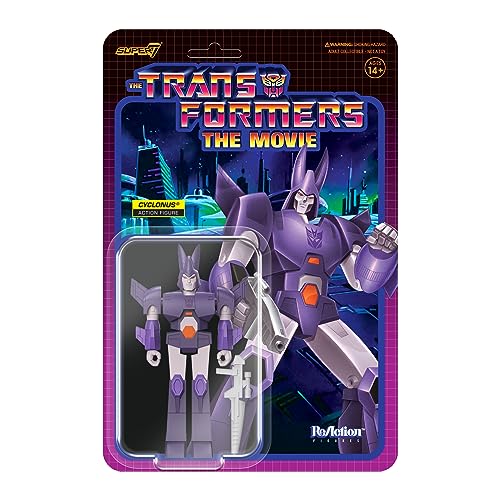 Super 7 Figura Reaction Transformers Cyclonus - Figura Transformers - Colección Transformers, Licencia Oficial