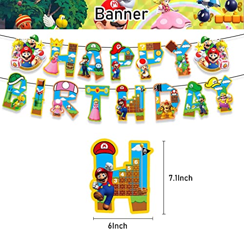 Super Mario Party Supplies, Mario Decoración Cumpleaños Globos Niño, Mario Decoración para Fiesta de Cumpleaños, Decoración de Fiesta de Super Mario, Cake Topper, Cumpleaños Globos