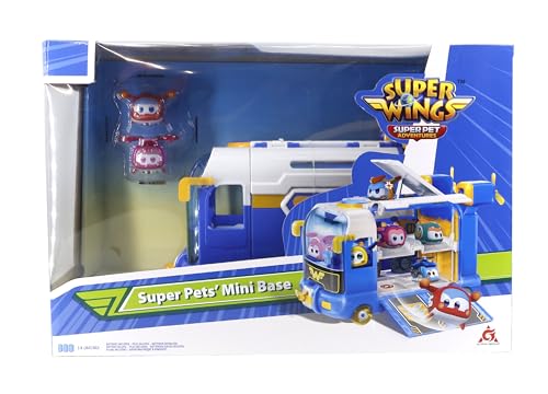 Super Wings 2-in-1 Super Pets Mini Base with Super Pet Jett & Dizzy, Juguetes para Niños y Niñas Mayores de 3 Años