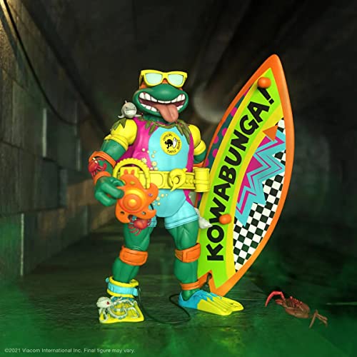 SUPER7 Teenage Mutant Ninja Turtles Ultimates Sewer Surfer Mike Figura de acción de 7 pulgadas