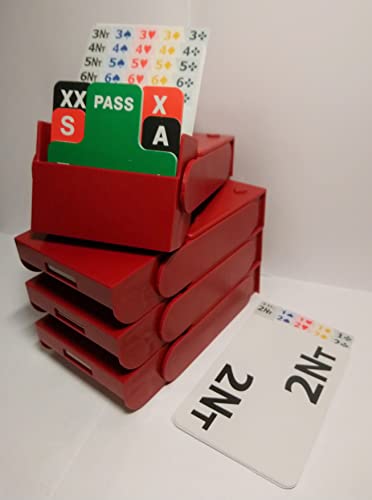 SuperBridgeBox - Bridge Boxes for Bidding, sets of 4 with 100% plastic bidding cards ( Red )