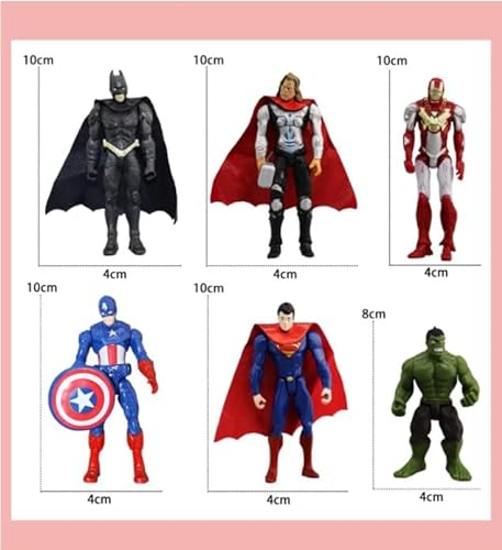 Superhéroes Cake Topper - Miotlsy 6 Piezas Avengers Decoración de Pastel, Super Heroe Acción Juguetes Modelo Muñecas, Figures Vengadores Adornos para Pastel para Tartas Cumpleaños Fiesta Niños Jug