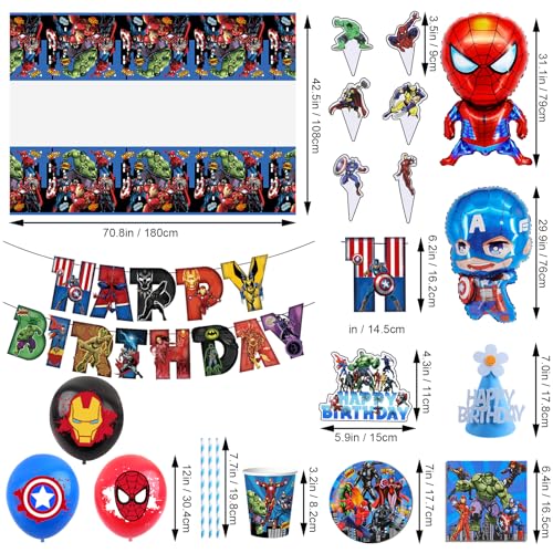 Superheroes Decoracion Cumpleaños, Superheroes Cumpleaños Fiesta Vajilla, Superheroes Decoraciones de Fiesta de Cumpleaños, Superheroes Kit de Decoraciones, Superheroes Decoración Cumpleaños Globos