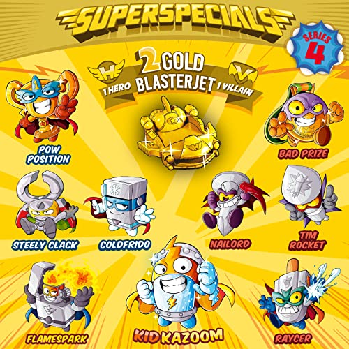 SUPERTHINGS Lata Gold Serie 4, Incluye el ultrararo (Kid Kazoom), los 2 líderes Dorados, los 6 capitanes Plateados y los 2 Blasterjets Dorados