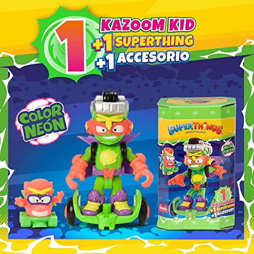 SUPERTHINGS Serie Neon Power, Colección Completa de los 6 Kazoom Kids, Cada Kazoom Kid Viene con 1 SuperThing y 1 Accesorio de Combate