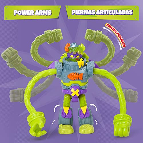SUPERTHINGS Superbot Trasher – Robot articulado Villano con Brazos moldeables y Accesorio de Combate. Incluye 1 Kazoom Kid y 1 SuperThing exclusivos
