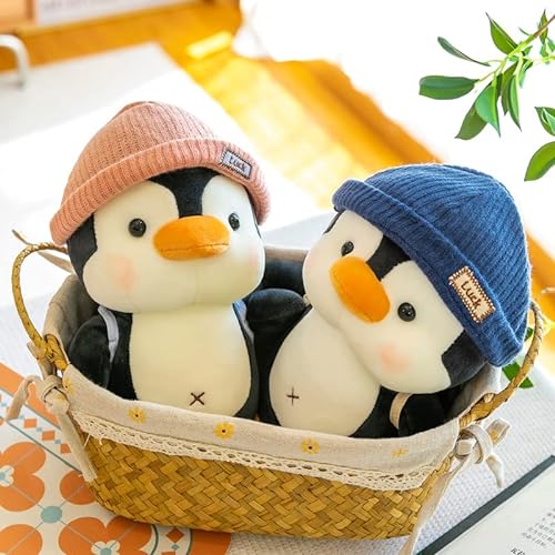 SWECOMZE Peluche de pingüino para niñas, niños y bebés, peluche suave para acurrucarse y jugar, regalo de pingüino (gris, 23 cm)