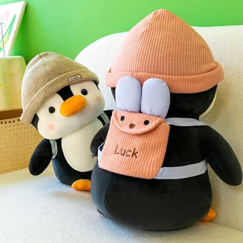 SWECOMZE Peluche de pingüino para niñas, niños y bebés, peluche suave para acurrucarse y jugar, regalo de pingüino (gris, 23 cm)