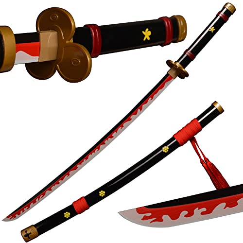 Sword Valley Espada de Madera Roronoa Zoro de 104 cm, Cosplay de Anime,Yama Enma-Negro