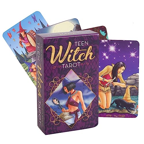 SWZY 78 Baraja de Cartas Deck,Teen Witch Cards Oracle,Baraja Vintage Deck Cards en Inglés,Juego de Cartas Deck para Adultos Tarjeta de Adivinación Divertida Reunión de Amigos