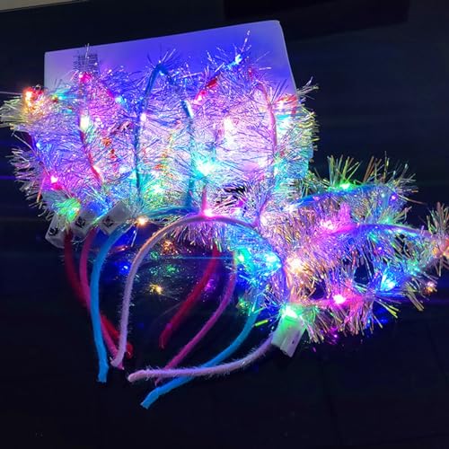 szutfidy Diadema brillante Interesante 3 velocidades intermitentes 14 luces que brillan en la oscuridad luminosas orejas de conejo banda para el pelo para festival luminoso