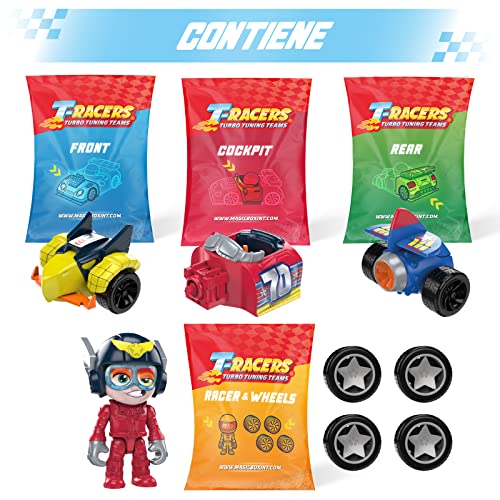 T-Racers Serie Color Rush – Coche y piloto Sorpresa Coleccionable. Coche Desmontable por Partes y con Piezas Intercambiables