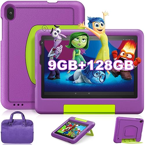 Tablet Niños 8 Pulgadas Android 12, 9 GB RAM + 128 GB ROM / TF 1 TB, Octa-Core, Tablet Infantil con Control Parental, Kids Educativos, 5G / 2.4 G WiFi, 5000 mAh, 8 MP + 5 MP, BT 5.0, GPS, Morado