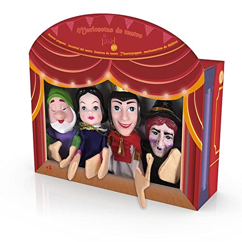 TACHAN - Set 4 Marionetas Infantiles de Blancanieves - Juego de Marionetas de Mano - Incluye 4 Personajes de Cuentos Infantiles - Dimensiones de la marioneta 30 cm (CPA Toy Group 749T00539)