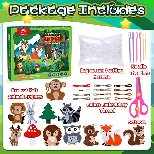 Tacobear Kit de Costura Niños Selva Animales Costura Fieltro Manualidades Niños Cumpleaños Creativo Regalo para Niños Niñas 4 5 6 7 8 9 Años