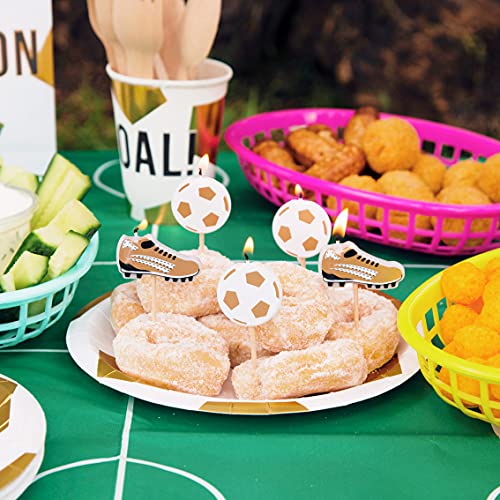Talking Tables Juego de 5 velas con forma de fiesta de fútbol, color blanco y dorado