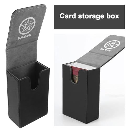 Tarot Caja de cuero PU Caja de almacenamiento de tarjetas Cierre magnético Caja de tarjetas de una sola manga Protección Tarjetas Negro sólido