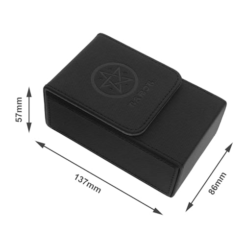 Tarot Caja de cuero PU Caja de almacenamiento de tarjetas Cierre magnético Caja de tarjetas de una sola manga Protección Tarjetas Negro sólido