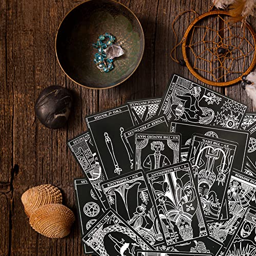 Tarot Inversion, Cartas Tarot-Tarot Baraja Vintage Tarot Deck con Caja, Cartas del Tarot de Patrones Negro Juego de Cartas Adulto Juego de Mesa Interactivo en Inglés-Regalos para Hombres y Mujeres