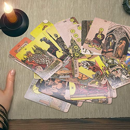 Tarot Rider Waite Cartas Tarot-Tarot Baraja Vintage Tarot Deck con caja de color, Cartas con Patrones Coloridos Juego de Cartas Adulto Juego de Mesa-Regalos para Hombres y Mujeres, Sin aros