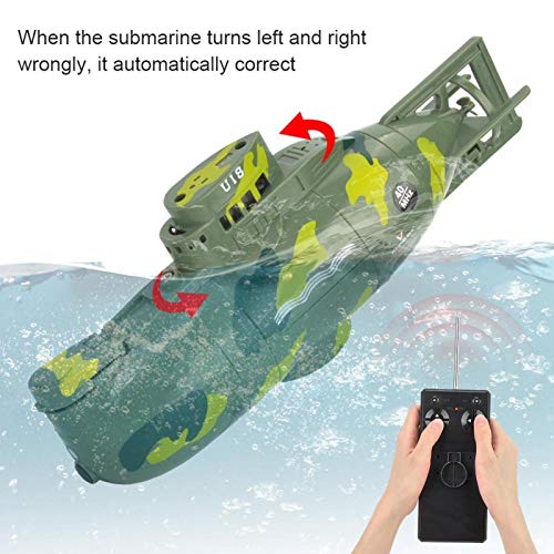 Tbest Juguete Submarino RC, Mini simulación de Control Remoto Militar Modelo de Juguete Submarino de 6 Canales(Verde)