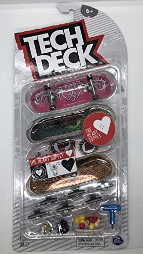 Tech Deck The Heart Supply Skateboards Ultra DLX paquete de 4 diapasones más 2 tablas individuales de bonificación – los estilos varían