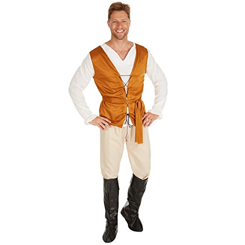 TecTake dressforfun Disfraz de Campesino de la Edad Media para Hombre | Camisa de Manga Larga, Chaleco y cómodos Pantalones (L | No. 301227)