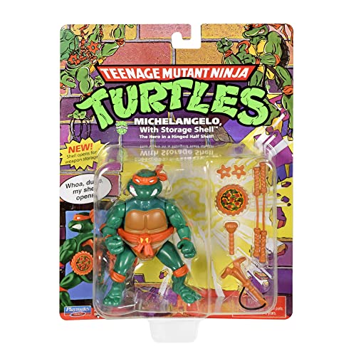 Teenage Mutant Ninja Turtles Figura clásica de Tortuga Michelangelo con Carcasa de Almacenamiento