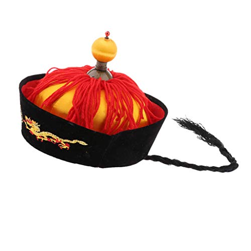 Tenlacum Sombrero chino vintage de dragones de la dinastía Qing Emperador Tang, disfraz de propietario para disfrazarse, multicolor, (52 cm, multicolor)