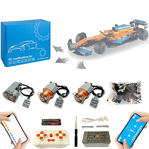 TETK Motor y mando a distancia Upgrade Accesorios para Lego 42141 Technic McLaren Fórmula 1 Coche de carreras, 3 motores, 4 modos de control de aplicación, regalo de Pascua, compatible con Lego 42141