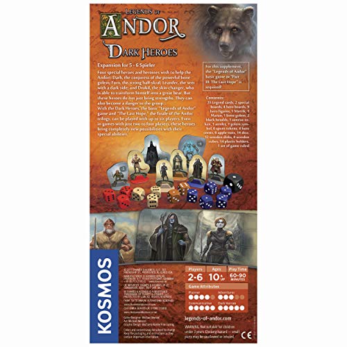 Thames & Kosmos , 692841, Legends of Andor: Dark Heroes (Expansion), Compatible with Part 1 & 3, Cooperative Board Game, 2-6 Players, Ages 10+