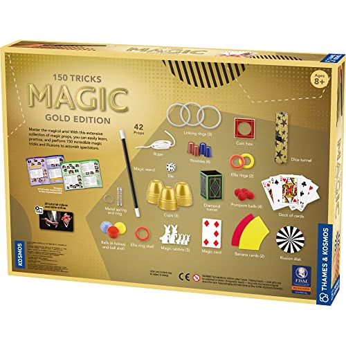 Thames & Kosmos , 698232, Magic: Gold Edition, 150 Tricks, Blow Your Friends and Family Away with These Amazing Magic Tricks, 42 Props, Ages 8+
