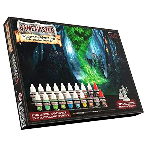 The Army Painter Gamemaster: Wilderness Adventures - Juego de 20 botellas cuentagotas de pintura acrílica de 12 ml para miniaturas, 1 cepillo seco, 1 miniatura de bruja de plástico para de mesa