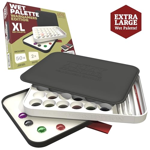 The Army Painter Wargamers Edition Wet Palette, paleta XL para pinturas acrílicas, juego que incluye 50 hojas hidráulicas, 2 espumas hidráulicas y guía de pintura gratuita, para pintura en miniatura