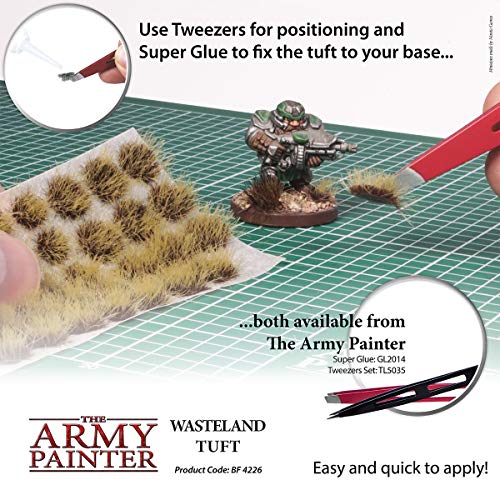 The Army Painter Wasteland Tuft, 77 mechones de césped estático autoadhesivos en 3 tamaños, para Bases de Modelos, escenografía de Terreno, Bases de miniaturas y Bases de Diorama