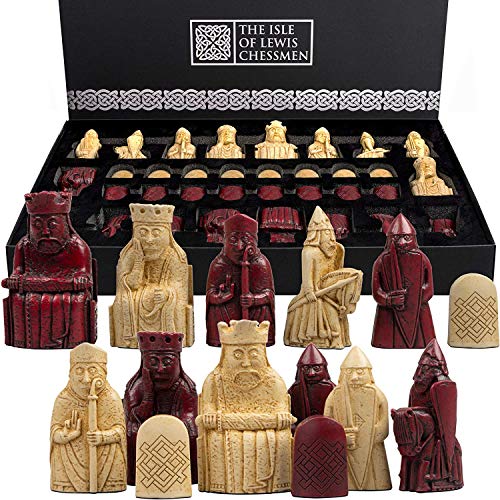 The Isle of Lewis Chessmen – Regency Chess Official Lewis – Edición roja – 4 Queens