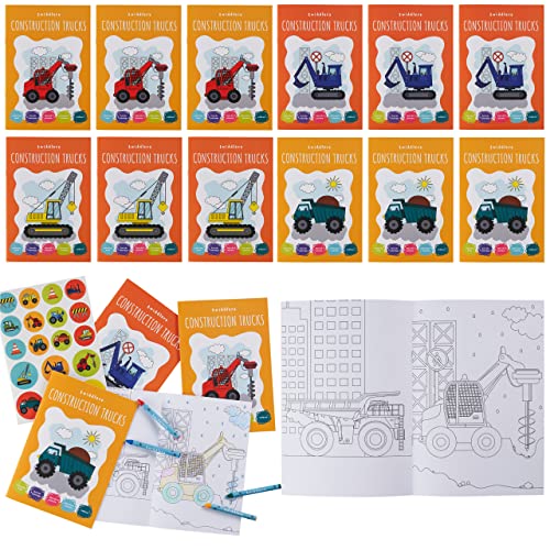 THE TWIDDLERS 12 Libros para Colorear para Niños, Tamaño A5-16 Divertidos Diseños Surtidos, 48 Crayones de Colores y 12 Pegatinas Incluidas - Ideal para Edades de 4 a 8 Años