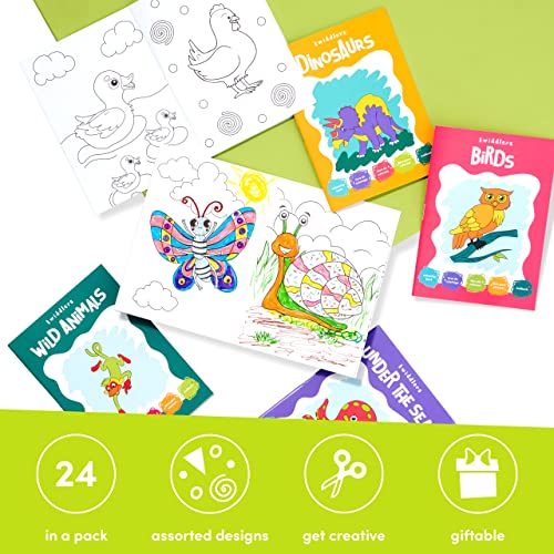 THE TWIDDLERS 24 Cuadernos Infantiles para Pintar Animales, Actividad de Arte Divertida - Libros de Niños para Pintar, A6