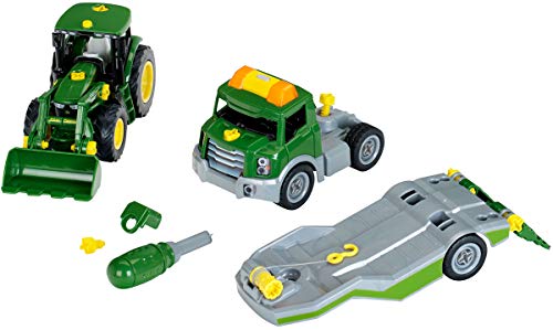 Theo Klein 3908 Transporter with John Deere Tractor I Screw Set Including Screwdriver I Toys for Children Aged 3 and over