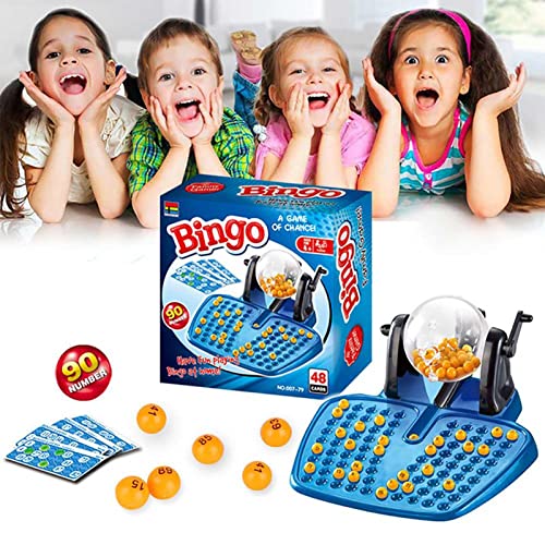 thoran Bingo - Bingo Lujo para niños,Juego con Jaula y Bolas, Jaula Bingo Gran, 38 cartones Bingo, 90 fichas Bingo Colores, 90 Bolas Colores, Tablero Maestro