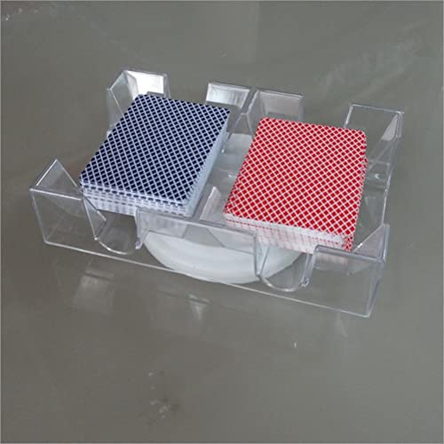 Tianbi Bandeja giratoria de 2 cubiertas/6 cubiertas, giratoria suave de 360 grados, bandeja de cartas de juego, práctico titular de cartas, organizador de juegos de cartas transparente