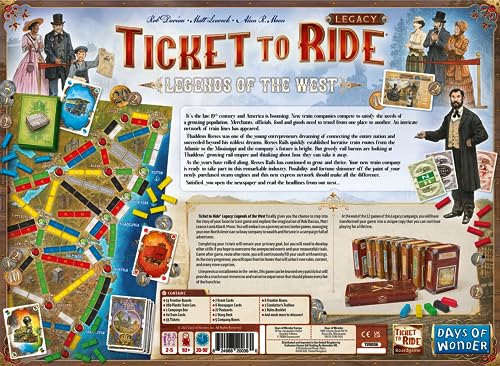 Ticket to Ride Legacy: Legends of the West Juego de mesa | Juego de estrategia de construcción de rutas de tren | Juego familiar para niños y adultos | A partir de 10 años | 2-5 jugadores | Tiempo de