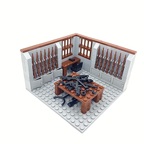 TIWI Escena militar modelo de casa de bloques de construcción, WW2, armas militares, escena, bloques de sujeción, arquitectura, soldados militares, juguete compatible con minifiguras Lego, 12,5 x 12,5