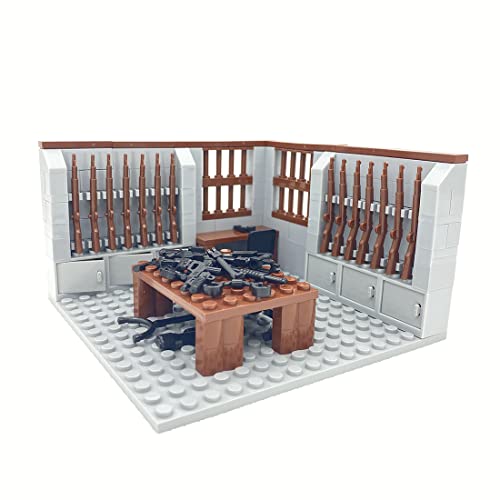TIWI Escena militar modelo de casa de bloques de construcción, WW2, armas militares, escena, bloques de sujeción, arquitectura, soldados militares, juguete compatible con minifiguras Lego, 12,5 x 12,5