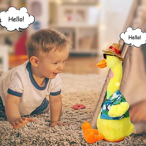 Toilet Juguete de pato repetitivo, Mimic Toy Neck Shaking relleno Light-Up Tone Learning | Juguete que repite lo que dices para niños y niñas, juguete con sonidos de animales