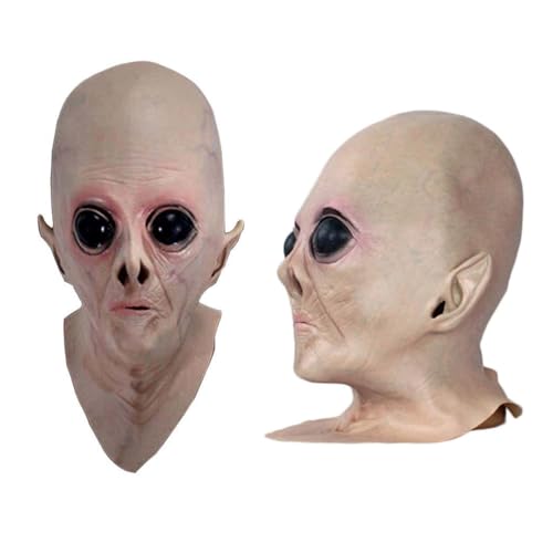 Tomicy E.T. - Máscara de disfraz extraterrestre de película de anime, Máscara de Alienígena Alien Aterrador Película Serie Videojuego Máscaras de cuentos para Halloween, cosplay, fiesta, accesorios