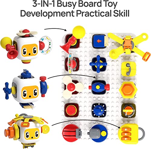 TOP BRIGHT Cubo de trabajo para niños pequeños, juguetes Montessori para 1, 2, 3, 4 años, niñas, regalos, juguetes sensoriales para niños pequeños 1-3, dados de trabajo para niños