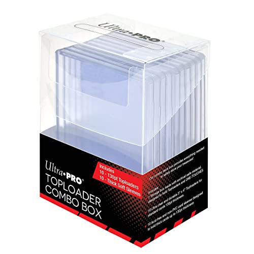 Toploader Box Combo de venta al por menor con 10 cargadores de 130 pt y 10 mangas gruesas suaves
