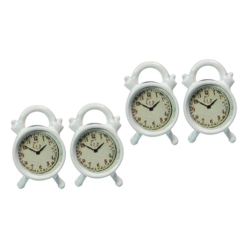 TOYANDONA 4 Piezas Mini Despertador Niños Relojes Modelos De Electrodomésticos En Miniatura Reloj Despertador En Miniatura Reloj Despertador Antiguo Estatuilla Aleación Ob11 Blanco Metal