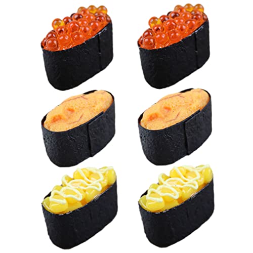 TOYANDONA 6 Piezas De Simulación De Sushi De Plástico Juguetes Japoneses Comida Japonesa Sashimi Artificial Modelo De Sushi Decorativo Accesorios De Exhibición De Sashimi Simulación De Pvc
